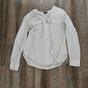 Express White Polka Dot Blouse with Gold Zip